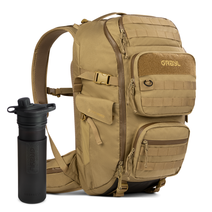 35L Mission EXP Backpack (Coyote) &amp; 24oz GeoPress Purifier Bottle (Covert) Bundle