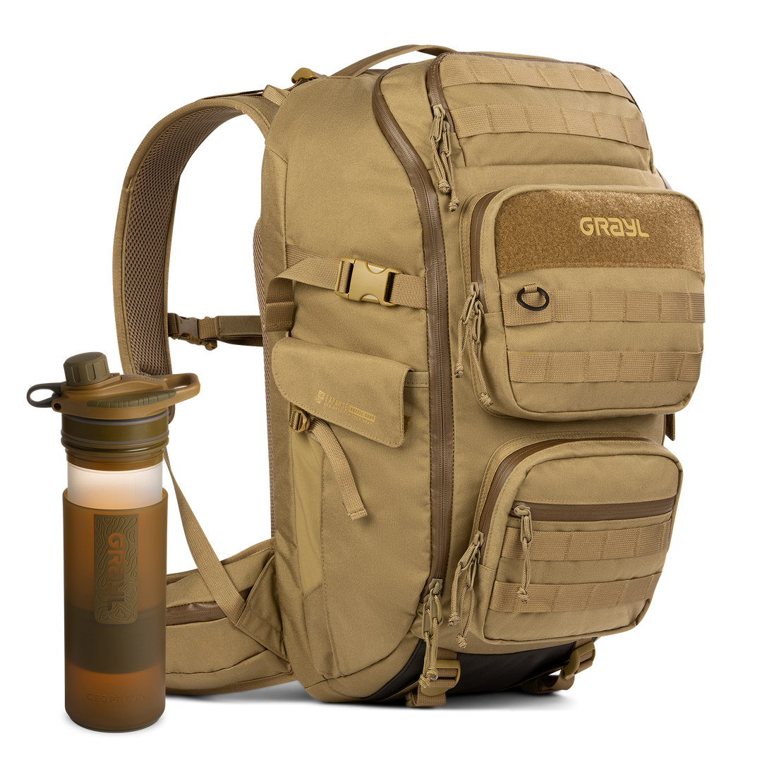 35L Mission EXP Backpack (Coyote) &amp; 24oz GeoPress Purifier Bottle (Coyote) Bundle