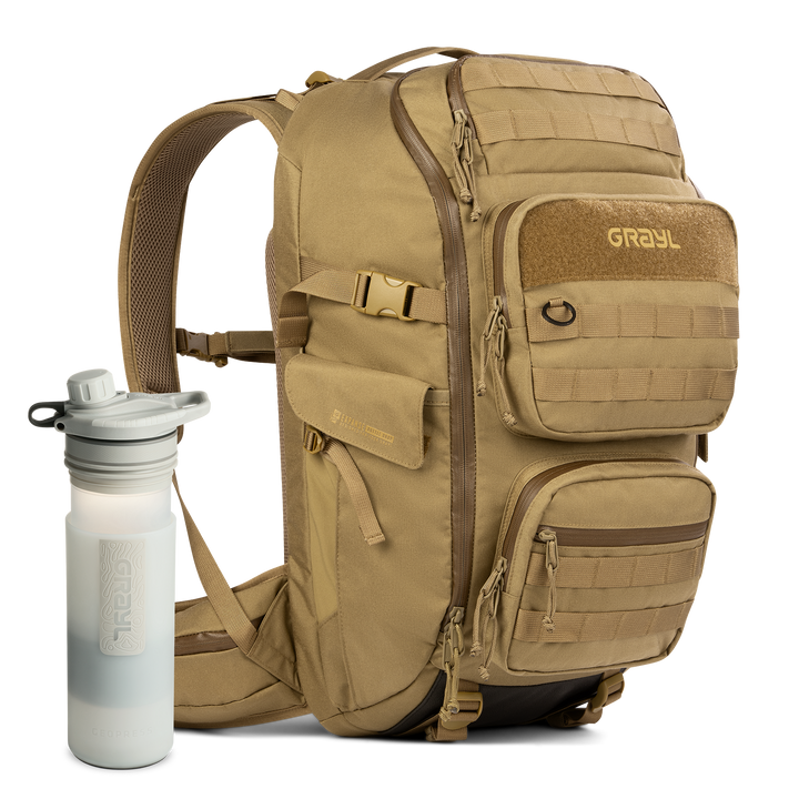 35L Mission EXP Backpack (Coyote) &amp; 24oz GeoPress Purifier Bottle (Peak White) Bundle