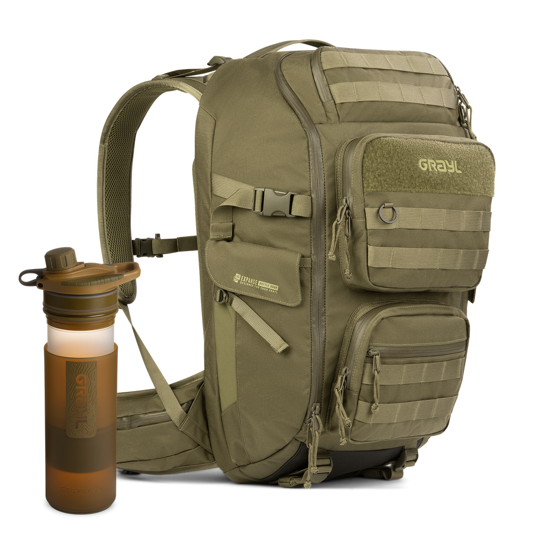 35L Mission EXP Backpack (Olive) &amp; 24oz GeoPress Purifier Bottle (Coyote) Bundle