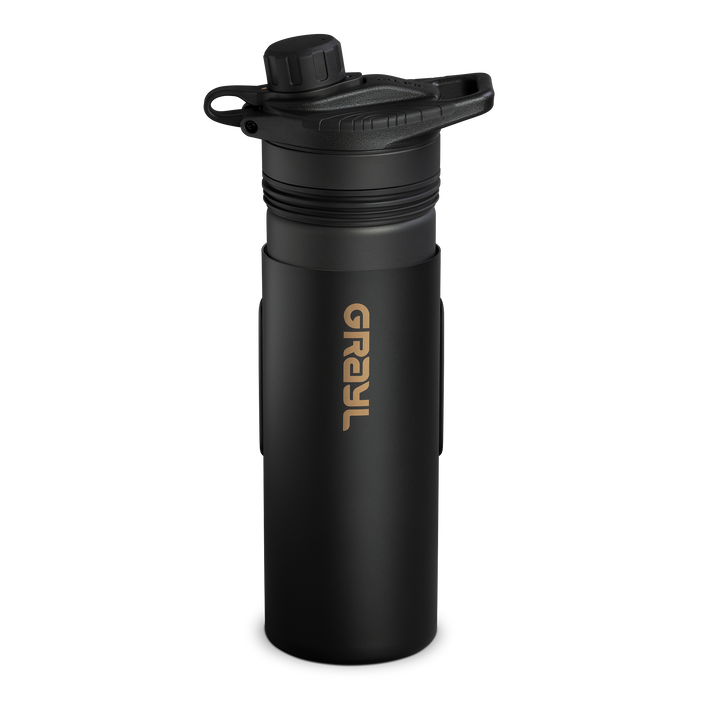 Grayl GeoPress Titanium Filter and Purifier Water Bottle – 24 Fluid Ounces / Cart View / Black Edition