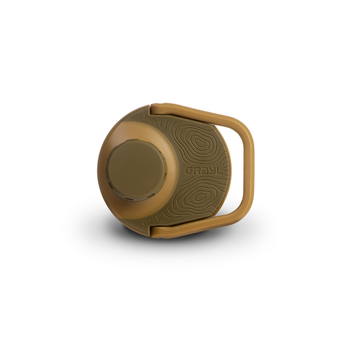 Grayl® UltraPress Titanium Replacement Drink-Thru Cap | Side View / Coyote Brown