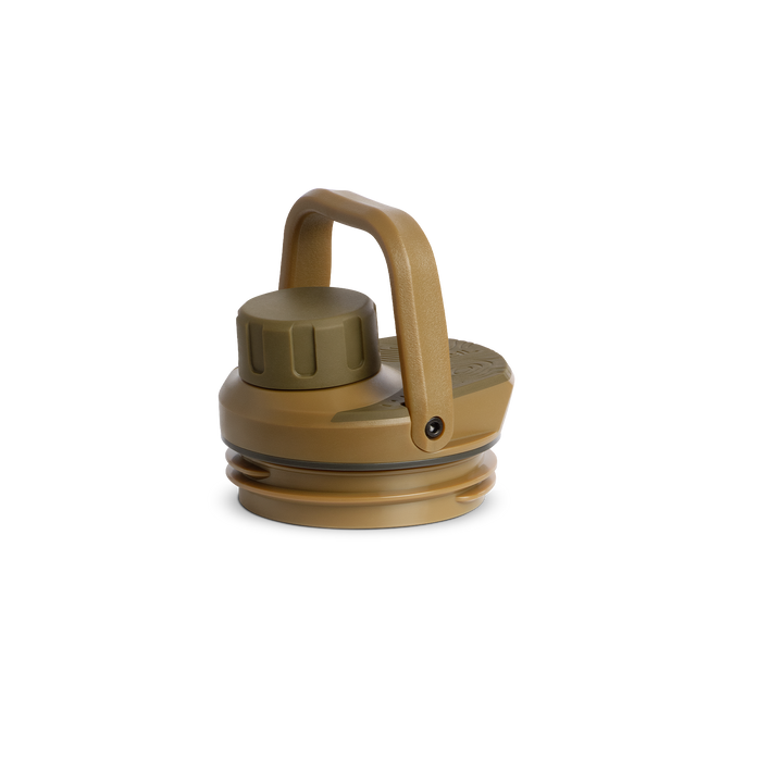 Grayl® UltraPress Titanium Replacement Drink-Thru Cap | FlipCarry Handle Up View / Coyote Brown