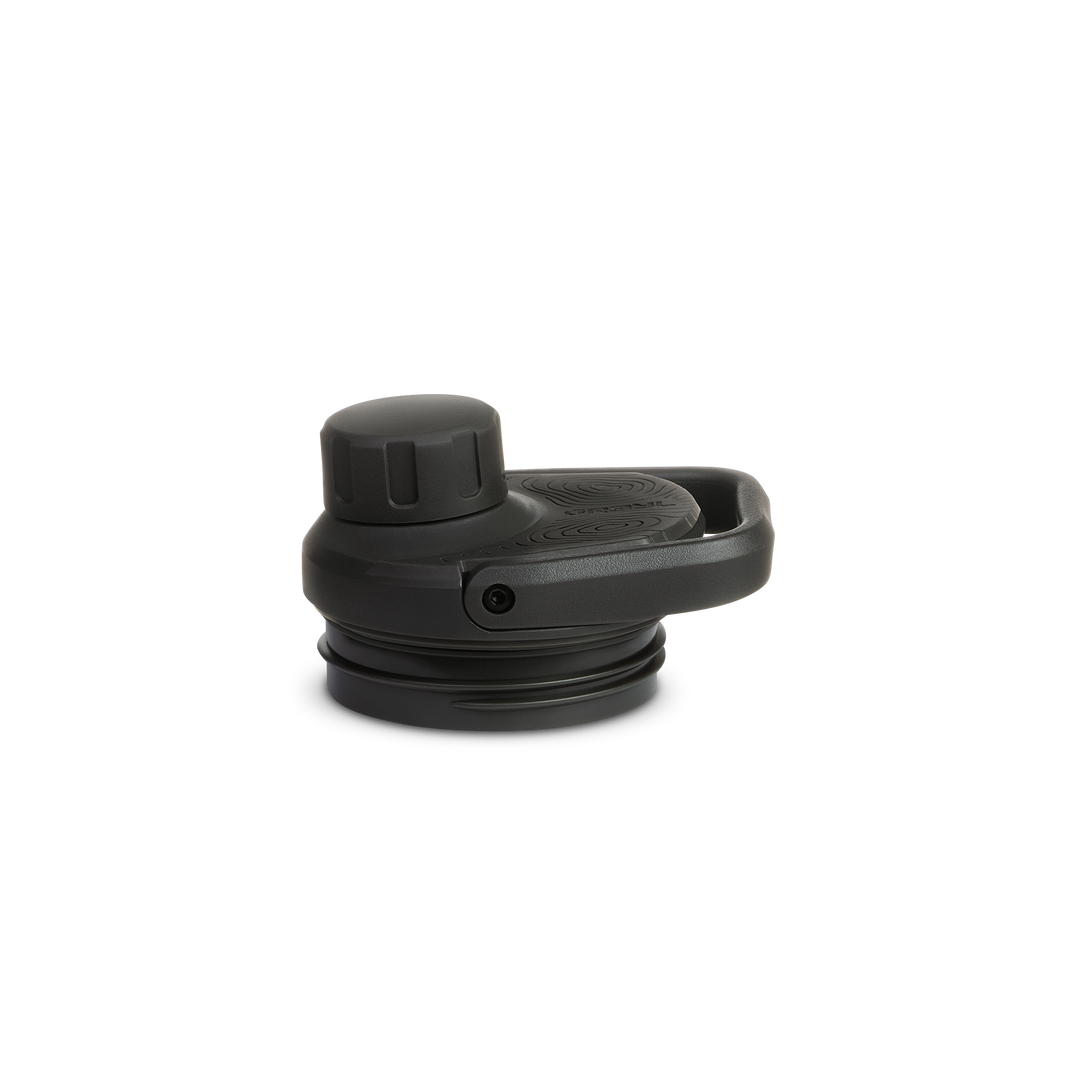 Grayl® UltraPress Titanium Replacement Drink-Thru Cap | FlipCarry Handle Down View / Covert Black