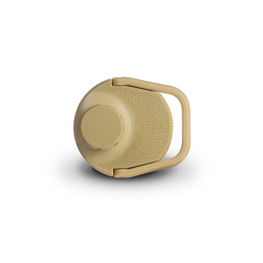 Grayl® UltraPress Titanium Replacement Drink-Thru Cap | Side View / Desert Tan