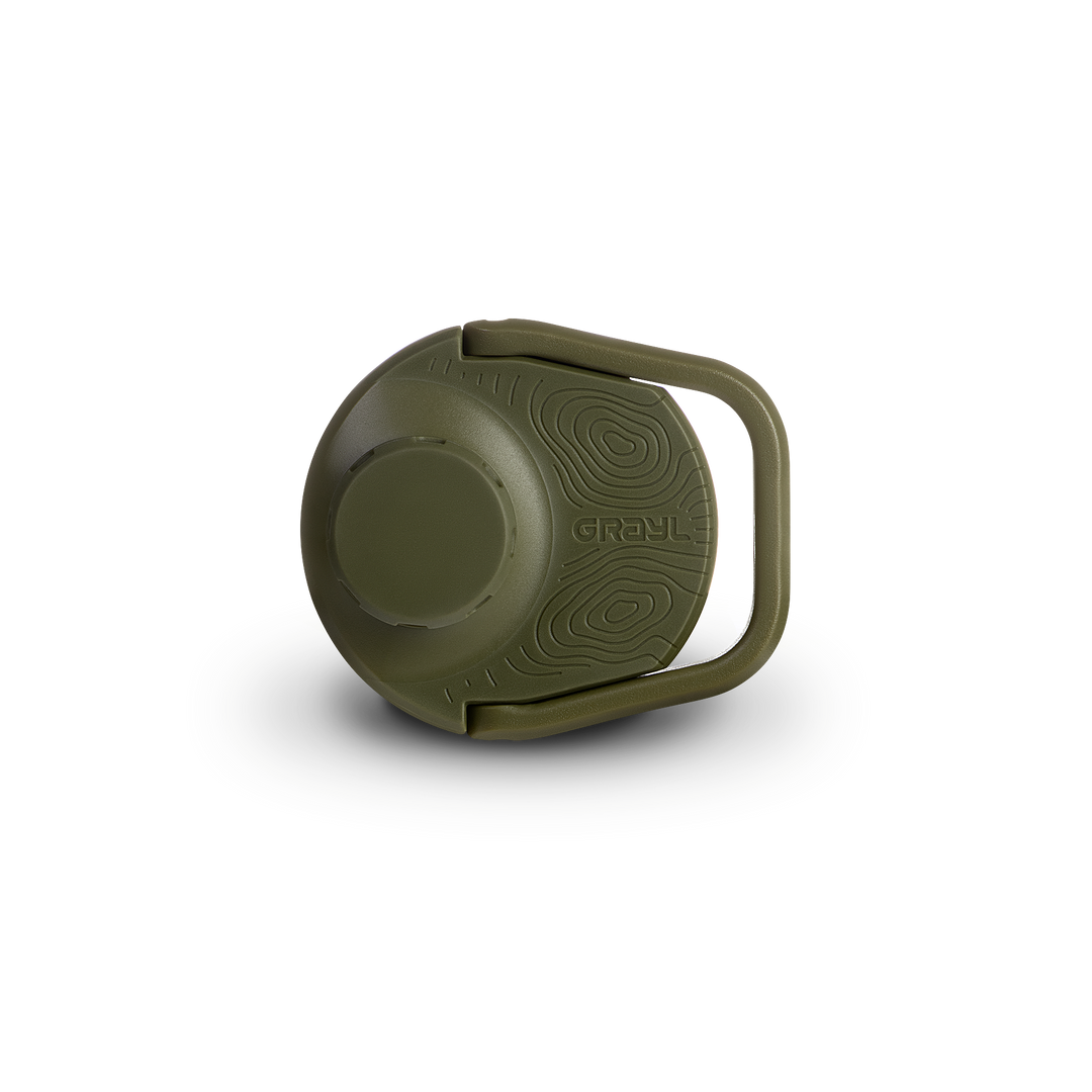 Grayl® UltraPress Titanium Replacement Drink-Thru Cap | Side View / Olive Drab