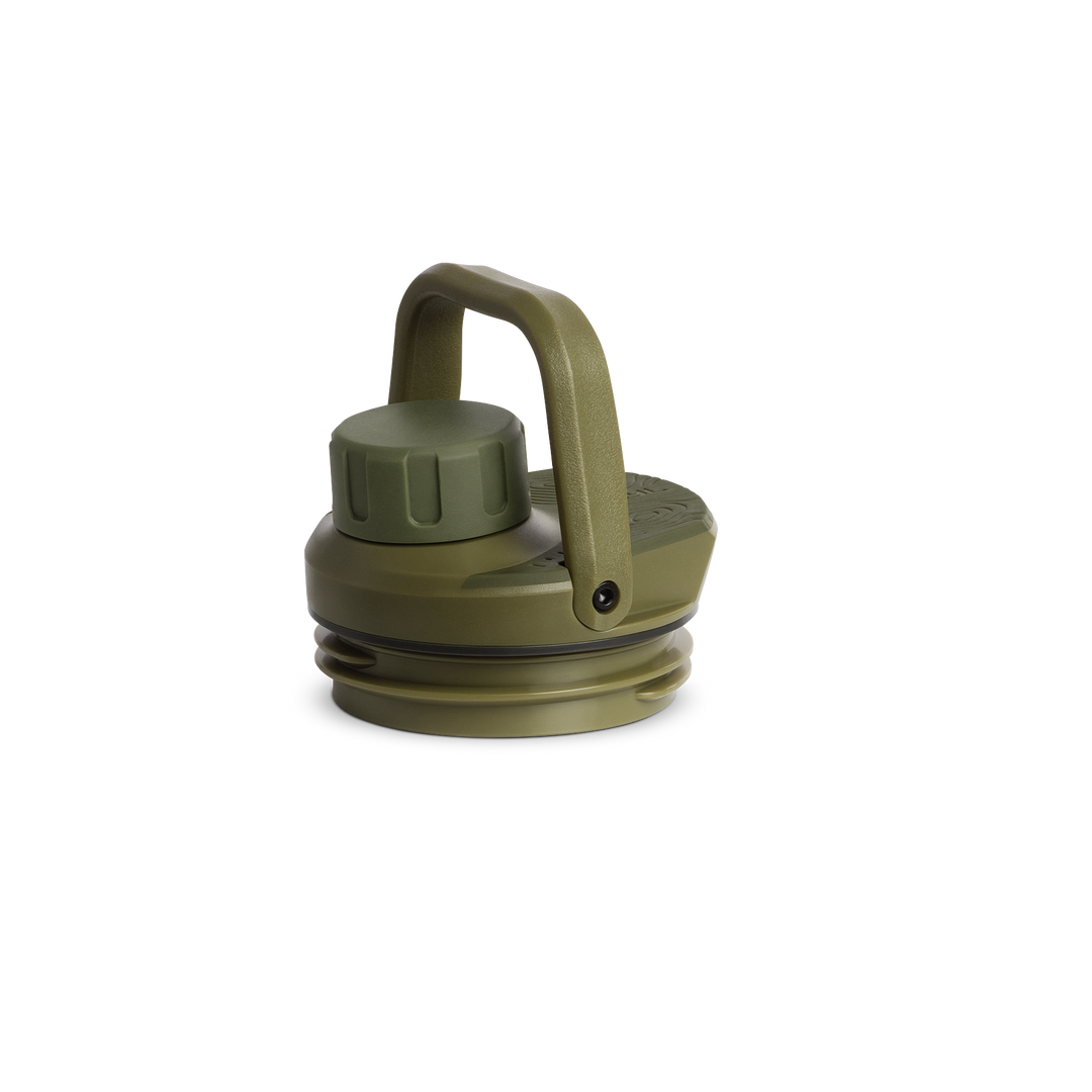 Grayl® UltraPress Titanium Replacement Drink-Thru Cap | FlipCarry Handle Up View / Olive Drab