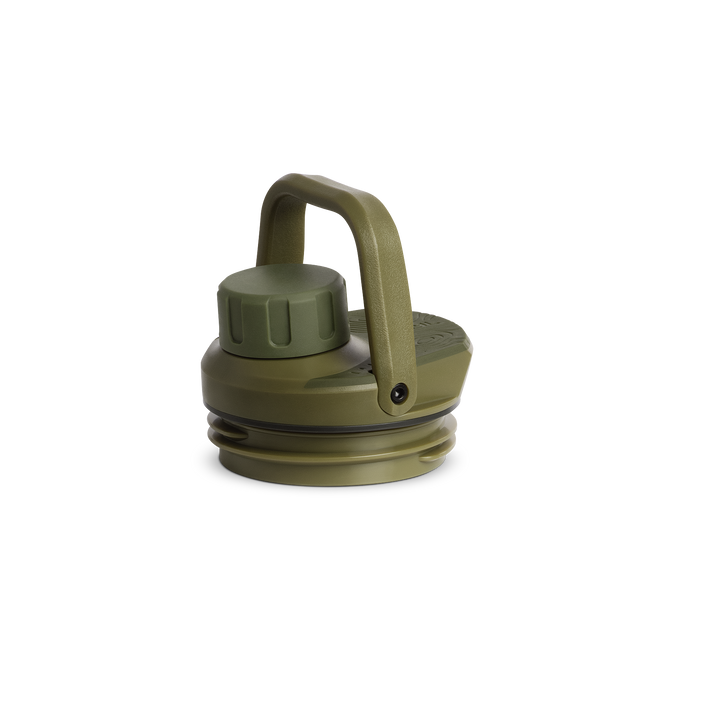 Grayl® UltraPress Titanium Replacement Drink-Thru Cap | FlipCarry Handle Up View / Olive Drab