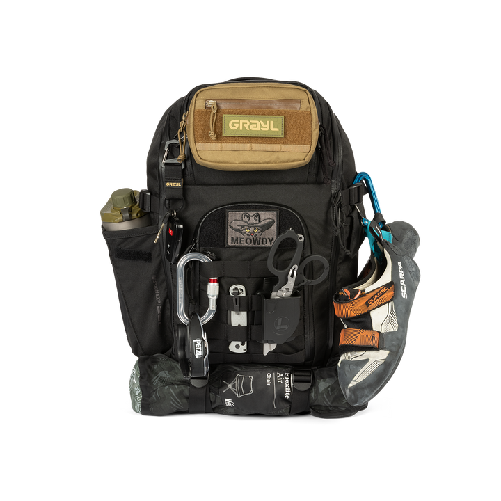 Grayl® Mission Expanse Backpack - 25L / Straight Loaded View / Covert Black