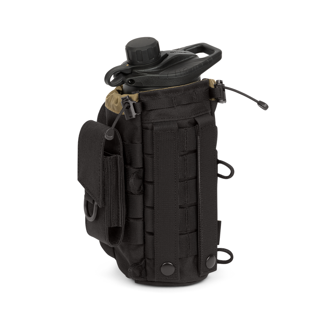 Grayl® Mission Water Bottle Sling - 1.7L / Back View With Multi-Tool Pouch / Covert Black