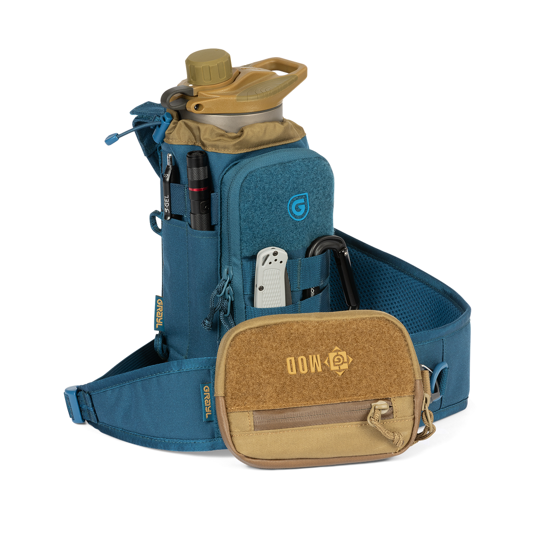 Grayl® Mission Water Bottle Sling - 1.7L / Standard Loaded View / Wander Blue