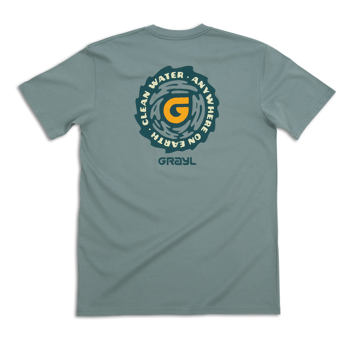 Grayl "Clean Water Anywhere on Earth" Custom Multi-Color Custom Tee Shirt / Back View / Mineral