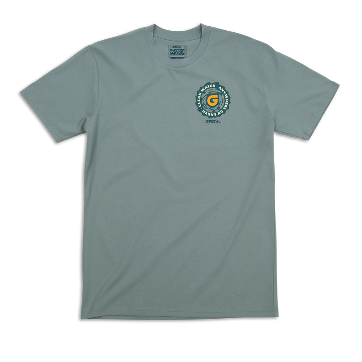 Grayl "Clean Water Anywhere on Earth" Custom Multi-Color Custom Tee Shirt / Front View / Mineral