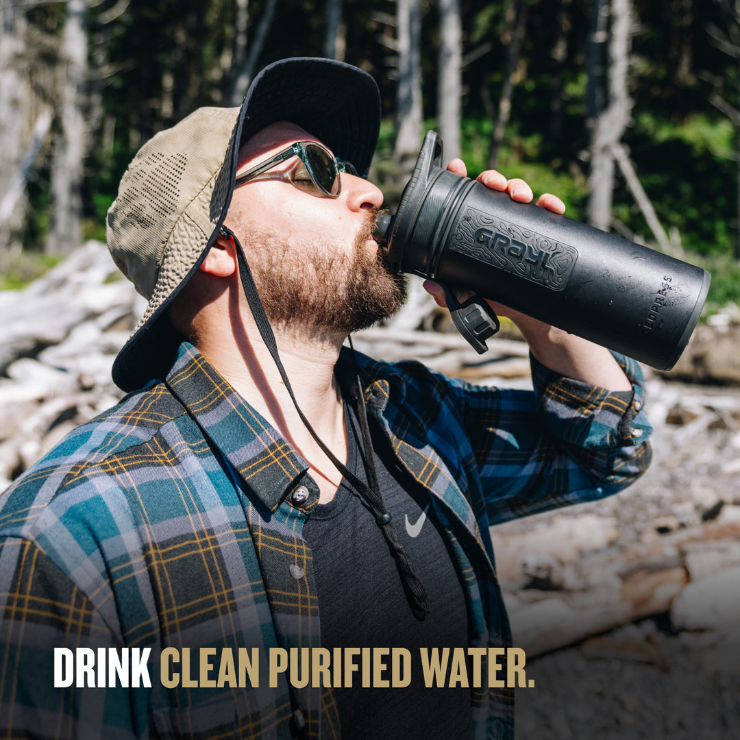 Best top rated Grayl GeoPress Filter and Purifier Water Bottle - 24 Fluid Ounces / Covert Edition / Drink View / Covert Black