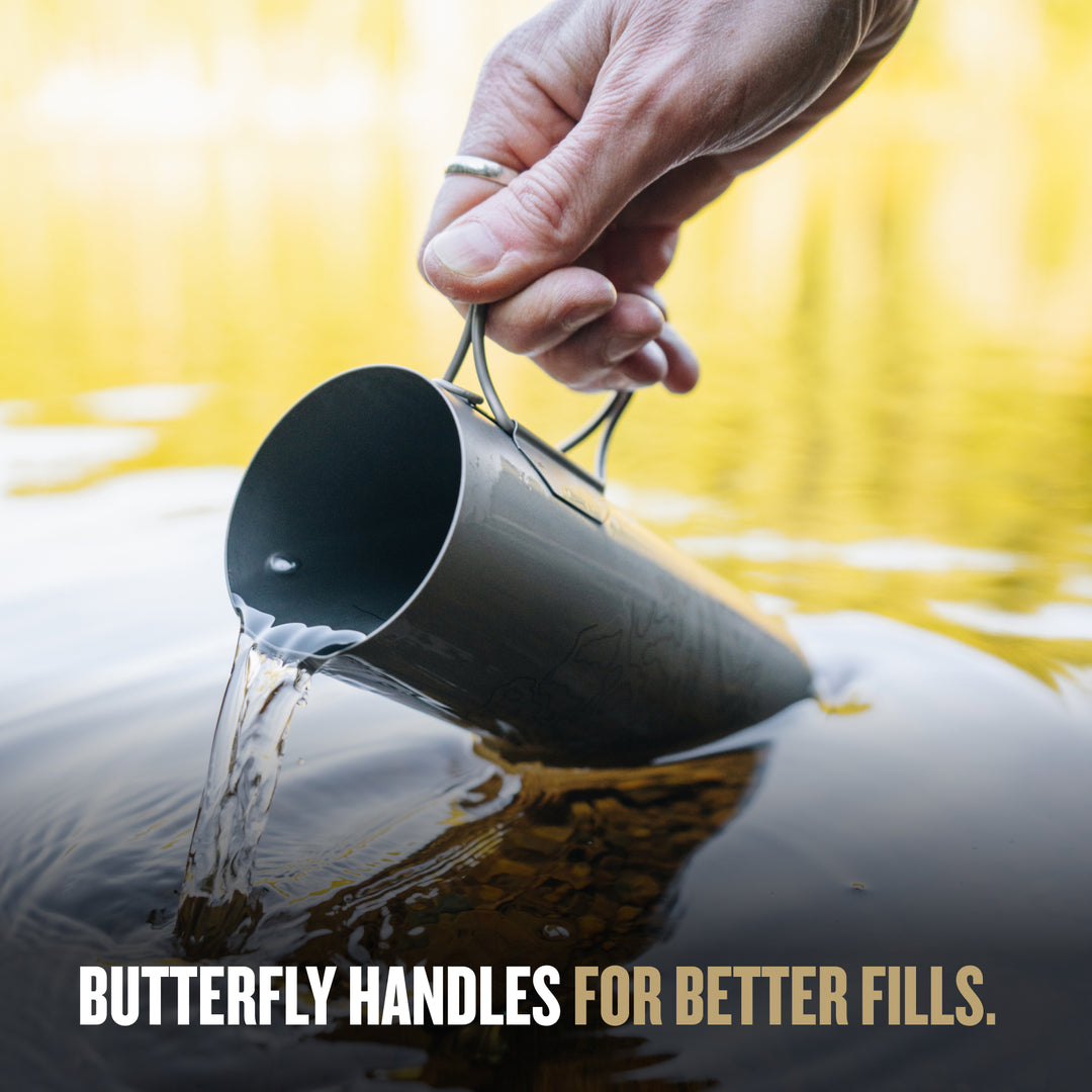 Grayl UltraPress Titanium Filter and Purifier Water Bottle – 16.9 Fluid Ounces / Covert Edition / Fits in Any Pack View / Coyote Brown