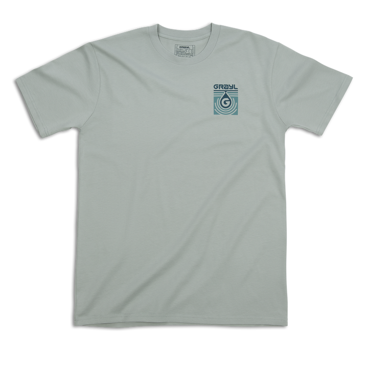 Grayl "Topo Droplet" Custom Multi-Color Custom Tee Shirt / Front View / Smoke
