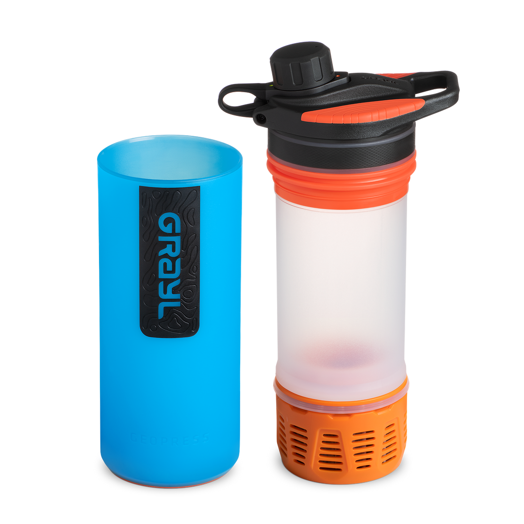 Best top rated Grayl GeoPress Filter and Purifier Water Bottle - 24 Fluid Ounces / Nature Edition / Separated View / Bali Blue
