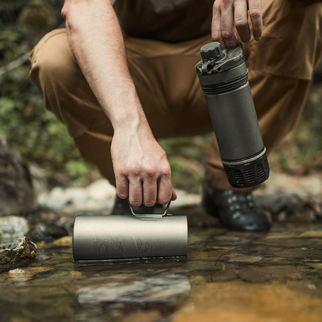 GeoPress Ti- Fill with dirty water.