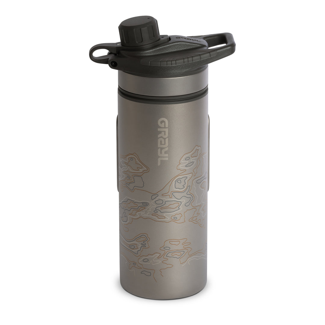 Grayl GeoPress Titanium Filter and Purifier Water Bottle – 24 Fluid Ounces / Cart View / Standard / Covert Black