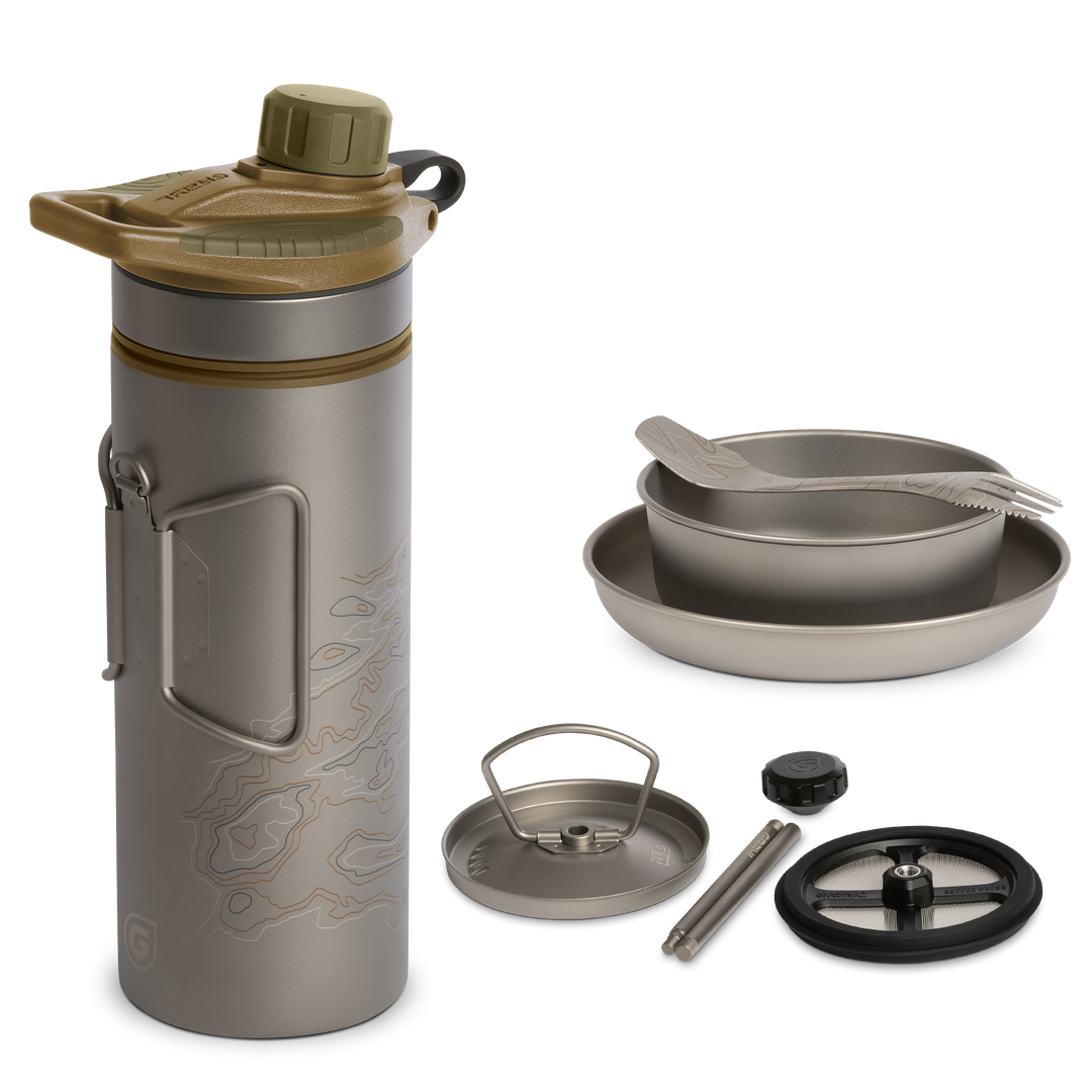 GeoPress® Ti Purifier, Coffee Press &amp; Dining Set Bundle