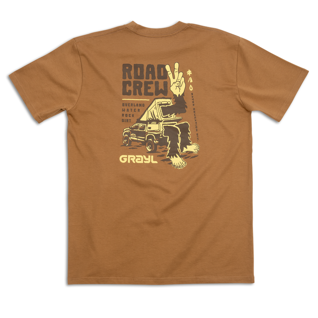 Grayl "Road Crew" Custom Multi-Color Custom Tee Shirt / Back View / Camel