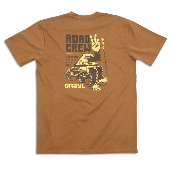 Grayl "Road Crew" Custom Multi-Color Custom Tee Shirt / Back View / Camel