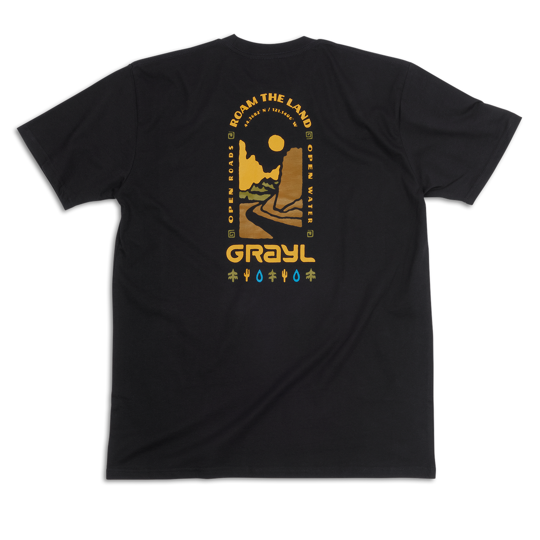 Grayl "Roam The Land" Custom Multi-Color Custom Tee Shirt / Back View / Black