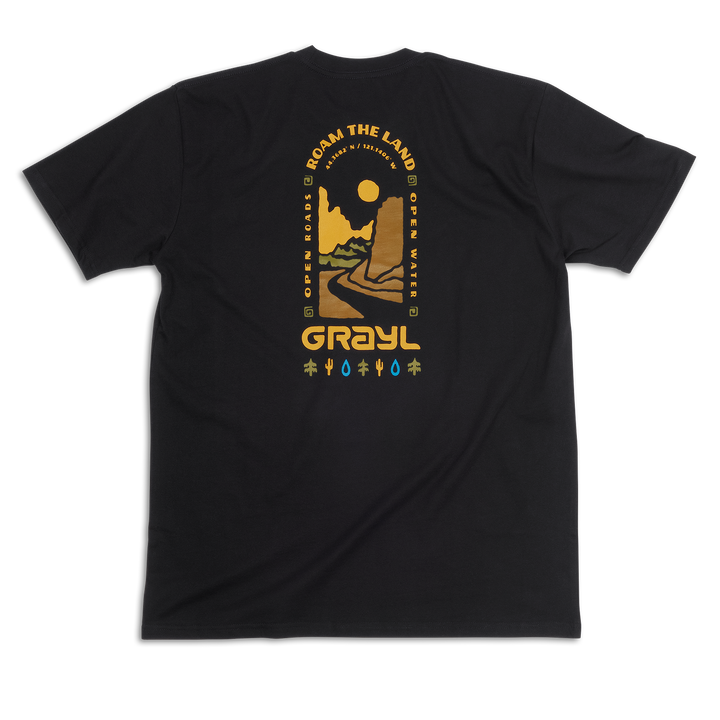 Grayl "Roam The Land" Custom Multi-Color Custom Tee Shirt / Back View / Black