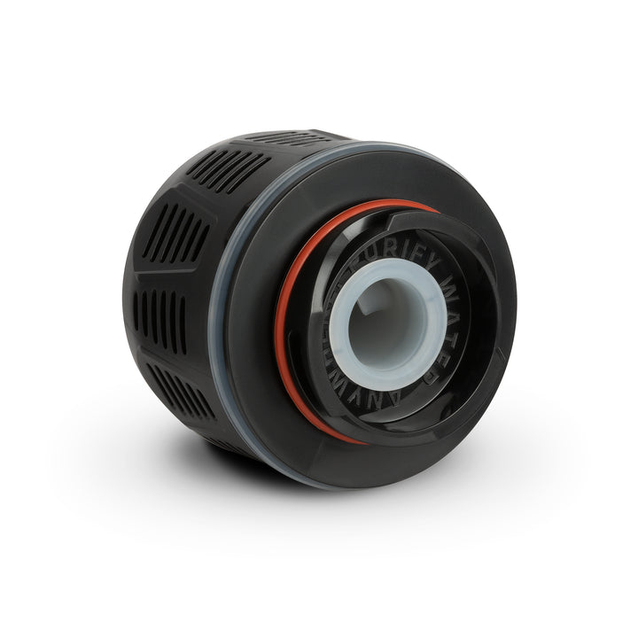 Grayl GeoPress Replacement Filter and Purifier Cartridge: One-Way Drink Mix &amp; Electrolyte Valve - Angle View / Black / Valve
