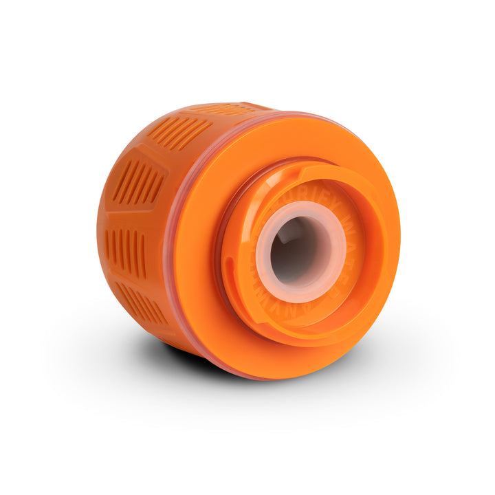 Grayl GeoPress Replacement Filter and Purifier Cartridge: One-Way Drink Mix &amp; Electrolyte Valve - Angle View / Orange / Valve